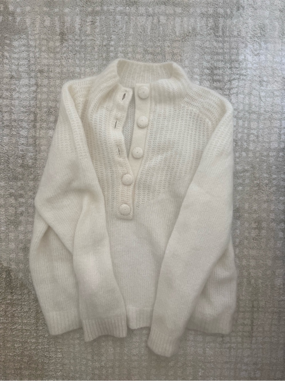 Sezane Cream Button-Neck Women's Sweater